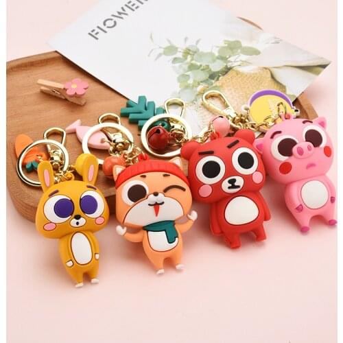 Cartoon Cute Big Eyed Doll Keyring Creative Puppy Bunny Keychain Car Keychain Student School Bag Key Holder Ornament