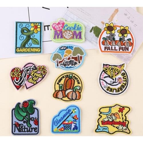 Patches on Clothes Cartoon Stickers Iron on Patches for Clothing Thermoadhesive Patches Cute Plant Leaf Cloth Patch DAY