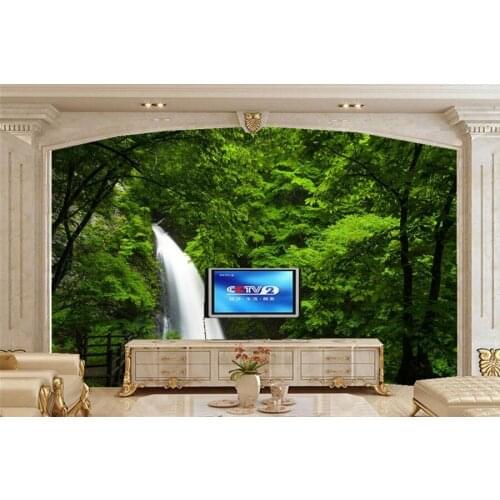 3D wallpaper papel de parede ,majestic waterfalls in the Forest nature wallpapers,living room tv sofa wall bedroom large murals