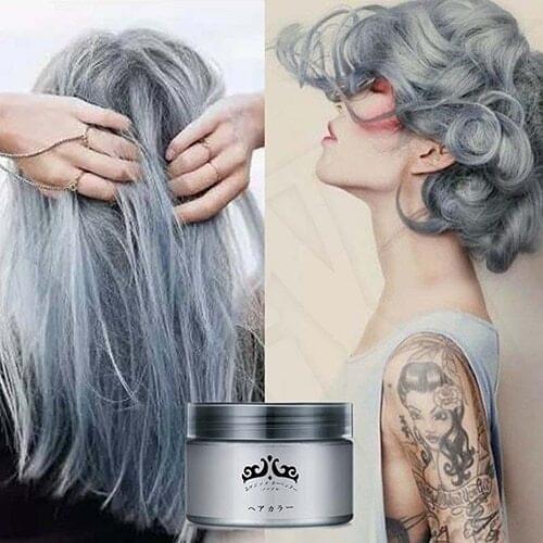 Mofajang Disposable hair Color Wax Dye one-time molding paste Silver Grandma Hair Dye Wax Mud Cream