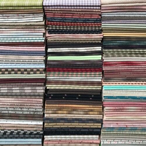 DIY Japan Little Cloth Group Yarn-dyed fabric,for Sewing Handmade Patchwork Quilting ,Grid Stripe Dot Random 10 Style/lot