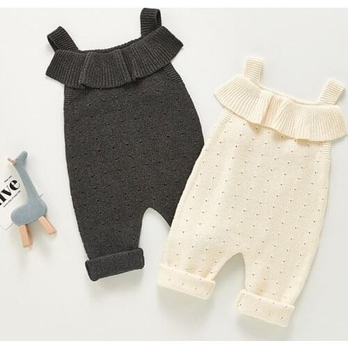 Korean Style Spring Autumn Baby Girls Clothes Baby Girl Knitting Sleeveless Bodysuits Newborn Baby Girl Jumpsuit Overall