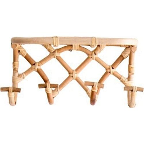 Rattan Clothes Hanger Hook Storage Rack Organizer Wall Mounted for Coat Hat Hooks Towel Handbag Holder Bathroom