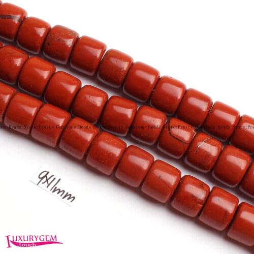 High Quality 9x11mm Natural Red Jaspers Stone Drum Shape Necklace Bracelet Jewelry Gems Loose Beads 15 Inch w3832