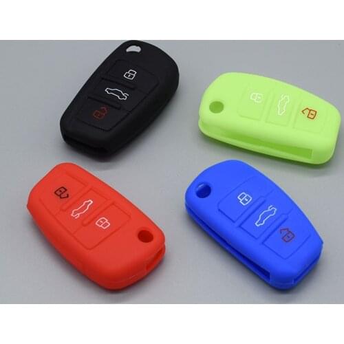 Silicone Rubber Car key Cover case protection for Audi A1 A2 A3 A4 A5 A6 A7 A8 Q5 Q7 R8 S6 S7 S8 SQ5 RS5 remote Flip Folding