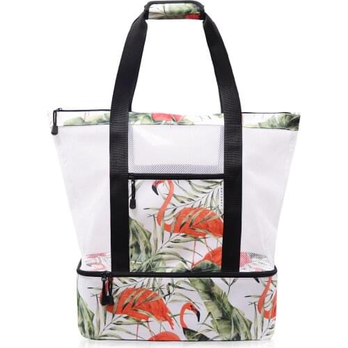 Ladies Picnic Bag Mesh Refrigerator Compartment Oversized Zipper durable Tote Bag for beach pool party travel astounding