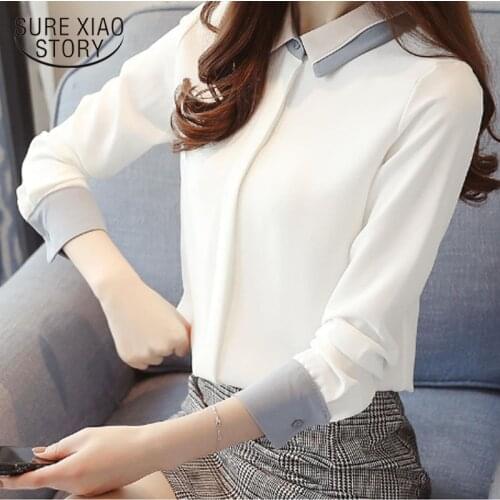 2021 new spring chiffon female blouses women tops fashion casual long sleeved blouses elegant thin office lady tops D471 30