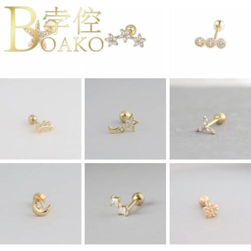 BOAKO Mini Star Single Earrings For Woman Piercing 925 Sterling Silver Stud Earrings Diamond Fashionable Luxury Pendientes #4.1