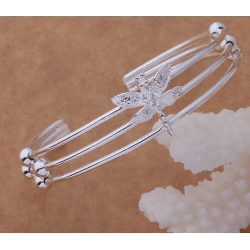 SZ-AB047 Hot Silver Color Gift Women Lady Nice High Quality Fashion Jewelry Three Wire Dragonfly Bracelet /afwaixda Bsbakjia