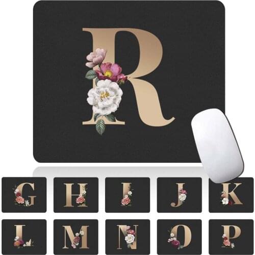 Golden Initial Name Pattern Mouse Pad Student Computer Mouse Mat PU Leather Waterproof Notebook Pad Office Pad Tablet Mat