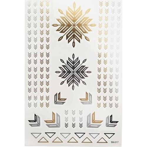 1pcs Body Art Flash Gold Metallic Tattoo large Temporary Waterproof Snowflake Hand Lace Bracelets Tattoos