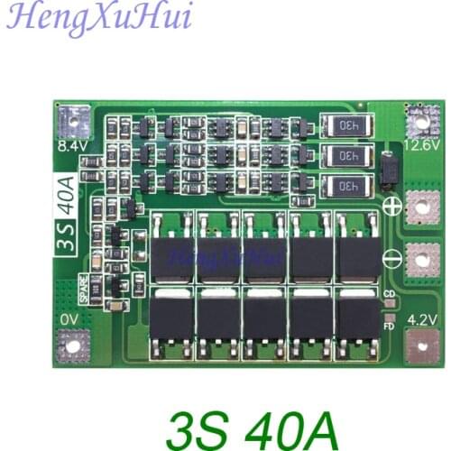 11.1V 12.6V 3S 40A BMS 18650 Lipo Battery Charger Protection Board with Balance Equalized Charging BMS Drive Drill Motor