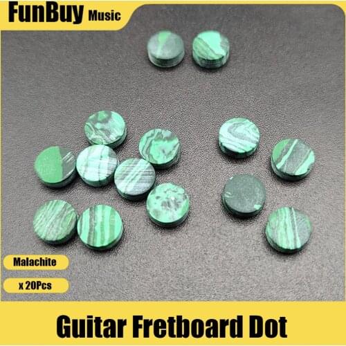 20pcs Acoustic Guitar Bass Electric Guitar Ukulele Fingerboard Inlay Dots Decal Markers Decal Malachite 6.x2mm