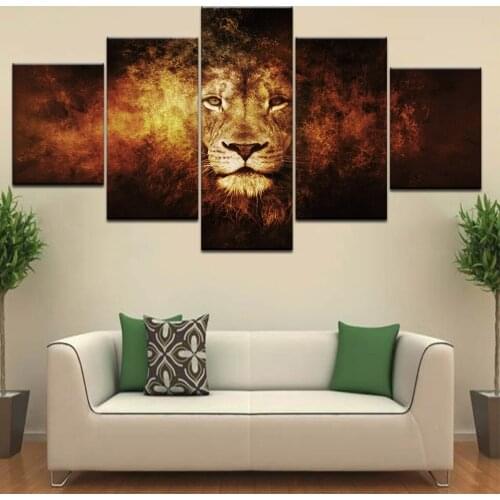Wildlife Heritage Lions animal 5 Panel/piece HD Print modern wall posters Canvas Art Painting For home living room decoration