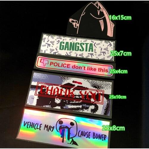 5PCS Motorbike Helmet Automobile Tail Window Stickers Car Styling Tape Decals for Anime Cartoon Helpless GANGSTA Robbing Fish