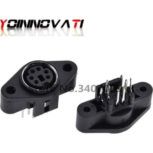 5PCS/Lot MDC/S Terminal Socket DIN Jack Connector Mini PS2 6Pin 6P with Fixed Hole Mouse Keyboard