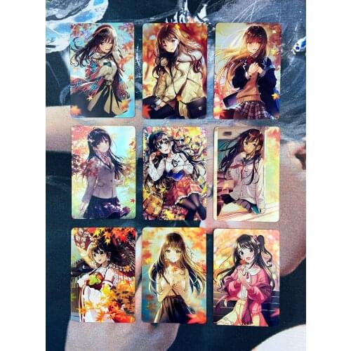 9pcs/set ACG Girl Series Autumn Maple Girl Student Toys Hobbies Hobby Collectibles Game Collection Anime Cards