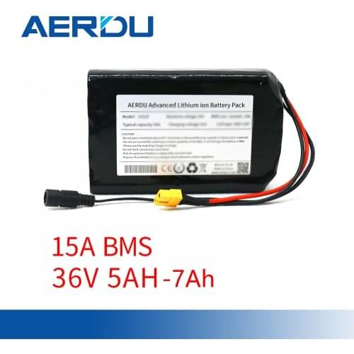 AERDU 36V battery pack 10S2P 5Ah-7Ah 450Watt 18650 battery pack For Scooter skateboard electric bicycle 42V 37V XT60+DC plug