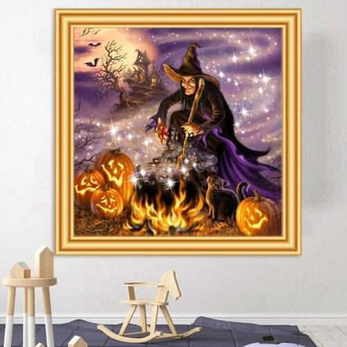 5D DIY Diamond Painting Halloween Gift Pumpkin Cross Stitch Kit Full Drill Embroidery Mosaic Picture of Rhinestones New Arrival