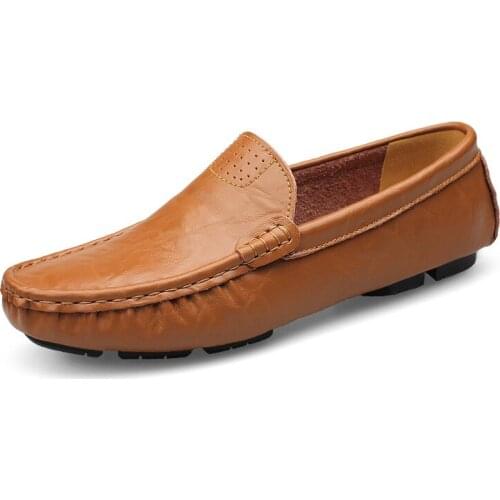 Large Size Mens Genuine Leather Casual Shoes Flat Loafers for Men Daily Comfort Soft Classic Fashion All-round Driving Footwear