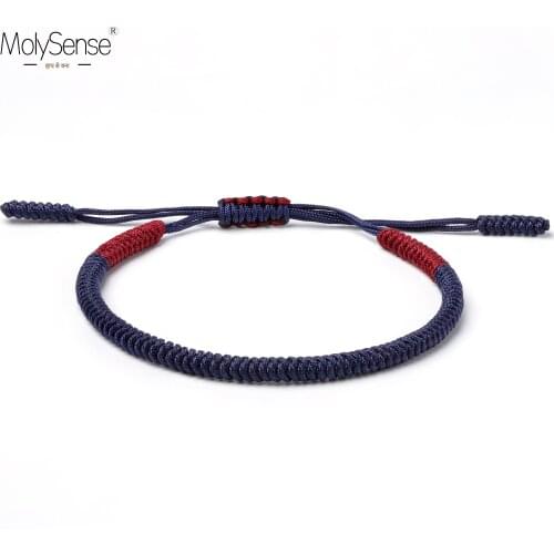 MolySense Tibetan Buddhist Handmade Lucky Charm Tibetan Bracelets & Bangles For Women Men Handmade Knots Rope Bracelet