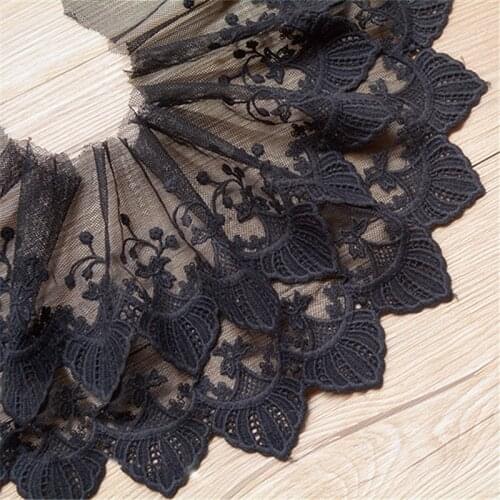 Black/White Soft Gauze Cotton Embroidery Mesh Lace Trim Lace Fabric DIY 18cm width 5Yds/lot