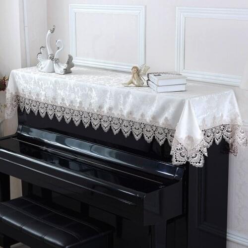 200x90cm European-style elegant white lace piano cove common use jacquard cover towel for piano dust proof
