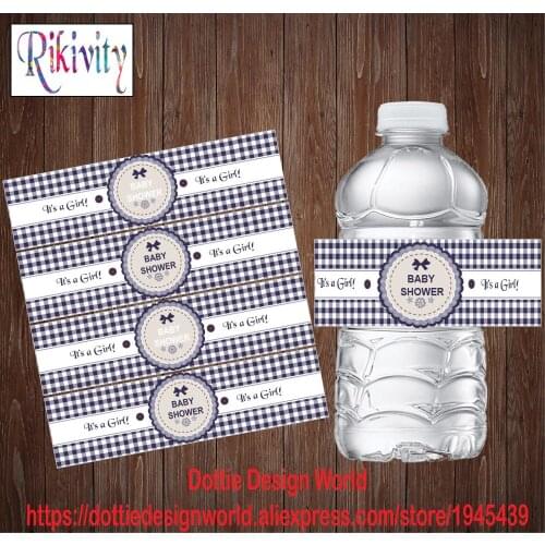Rikivity 20Pcs Baby Shower Its A Boy Custom Water Bottle Wine Champagne Labels Candy Bar Wrapper Wedding Birthday Decoration