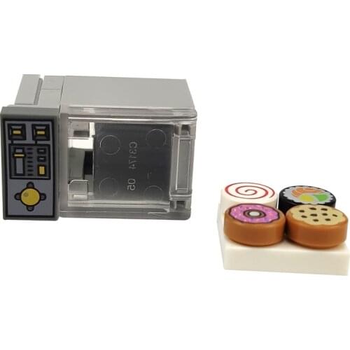 MOC City Microwave Oven Food Dessert Model Set Education Toys For Children DIY Parts Kids Gifts Compatible City Building Blocks