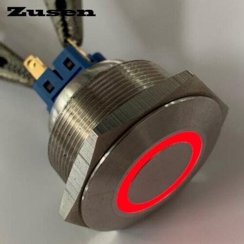 Zusen 30mm stainless steel ring illuminated latching push button switch(ZS30F-11ZE/R/12V/S)