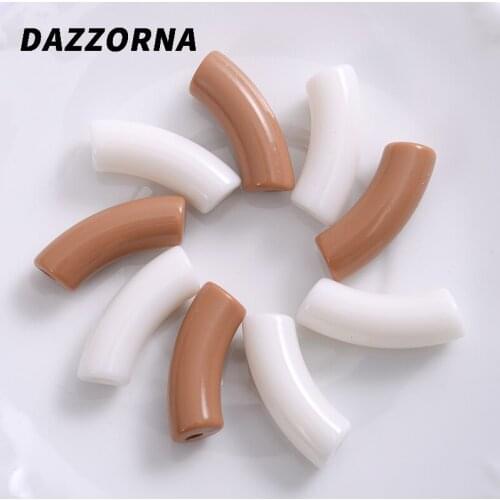 Fashion 2colors 5-20Pcs/Pack Acrylic Beads Long Tube Shape Loose Spacer Beads With Hole For Jewelry Making Diy Accessories