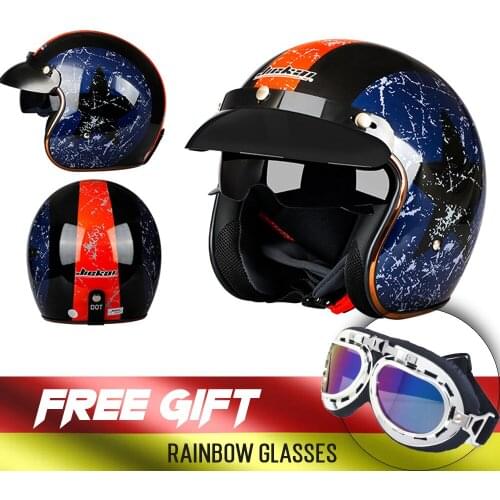 NEW Gift Motorcycle 3/4 Half Helmets Retro Open Face Casco Safety Riding Scooter Helmet Head Smoke Visor Cascos L Size