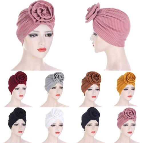 New Printed Big Flower Muslim Turban Hat headscarf Bonnet Trendy Inner Hijab ethnic islamic head wrap hijabs muslim headdress