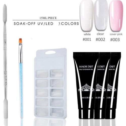 4pc/set Crystal Poly Nail Gel Polish Kits French Nails Art Tip Nail Form With Nail Brush For Nail Extension UV Nail Gel Set