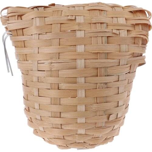 Natural Bamboo Bird House Hand Made Finch Hideout Cage Toy Outdoor Hut Shelter