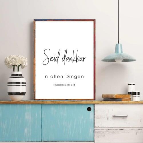 German Bible Verse Print 1 Thessalonicher 5:18 Christian Wall Art Canvas Painting Scripture Poster Wall Picture Bedroom Decor