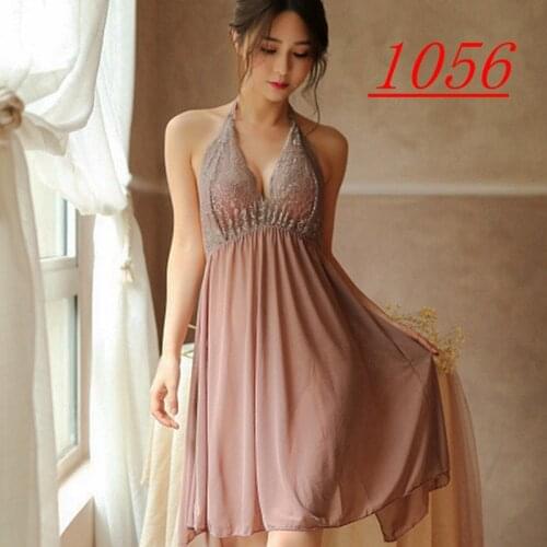 Sexy Lingerie Lace Nightdress V-neck Nightie Vintage Sleepwear Female embroidery Women Nightgown Hot Nightwear Sexy Dress