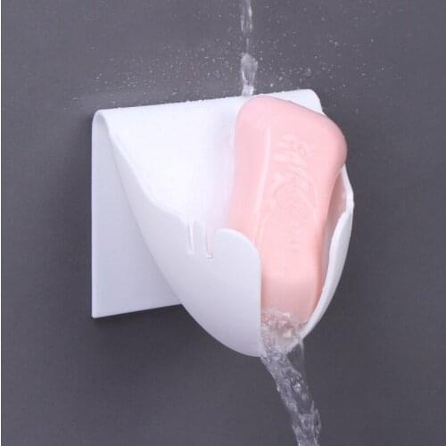 New Soap Box Rack Wall-mounted Drain Bathroom Free Punching Adhesive Portable Soap Box Sponge Holder Bathroom Organizer Kitchen