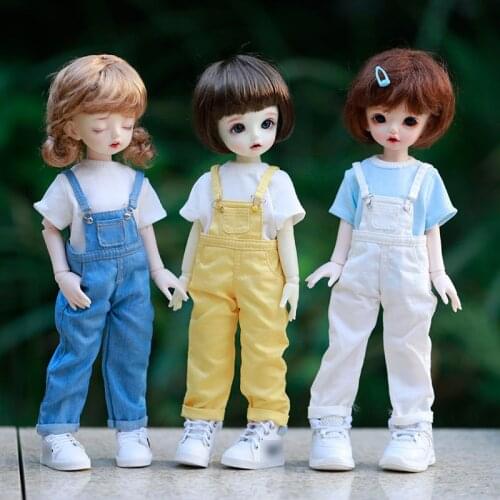 Blyth BJD clothes 30cm 1/6 BJD SD YOSD doll clothes Fashion Denim overalls pants and Short sleeve T-shirt set doll accessories