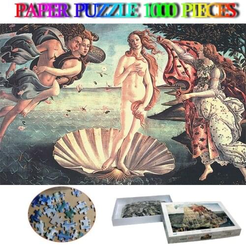 The Birth of Venus 1000 Pieces Puzzles Adults Paper Jigsaw Puzzle World Famous Painting 1000 Pieces DIY Puzzle Toys Home Decor