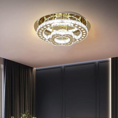 2 Circle Rings Ceiling Lights Crystal LED Chandeliers For Living room Bedroom Dining room Kitchen Gold Modern LED Ceiling Lamp