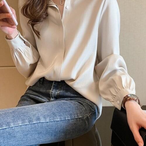 Shirts Womens Shirt Long-Sleeved Loose Korean Blouses For Woman Top Plus Size Womens Clothing 2021 Femme Tops Blusas Y Camisas