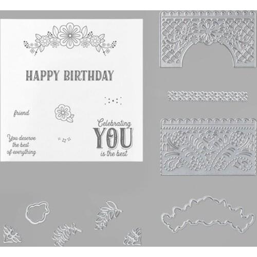 Happy Birthday Seal Stamp with Cutting Dies Stencil DIY Scrapbooking Embossing Photo Album Decor Paper Card Craft