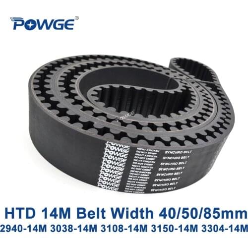 POWGE HTD 14M synchronous belt C=2940/3038/3108/3150/3304 width 40/50/85mm Teeth 210 217 222 225 236 HTD14M 2940-14M 3150-14M