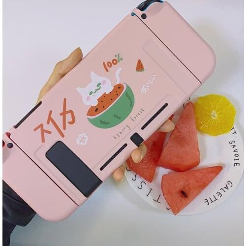 STARRY FOREST watermelon cat pink soft protective case shell for nintendo switch for girls cute summer
