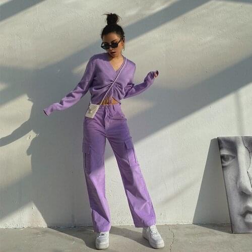 Vintage straight pants streetwear cargo pants womens high waist pants harajuku loose bf wild casual pants women trousers women