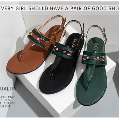 2021 Summer Hot Sale New Style Outdoor Comfortable Shoes Chain Decoration Sandals Woman Flat Flip Flops Beach Sandals 106005