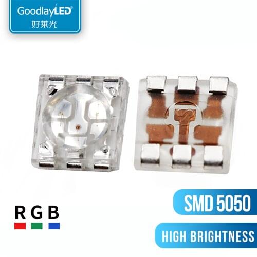 1000pcs/5050RGB Lamp Beads Led-Chip Diode Red blue green SMD LED 0.2W 20ma plcc6 Full-Color Highlight Luminous