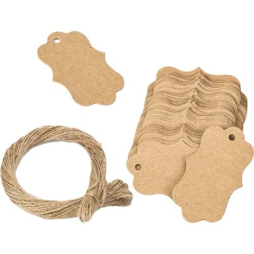 100x Blank Kraft Paper Flower Tags Wedding Party Favor Xmas Labels Brown