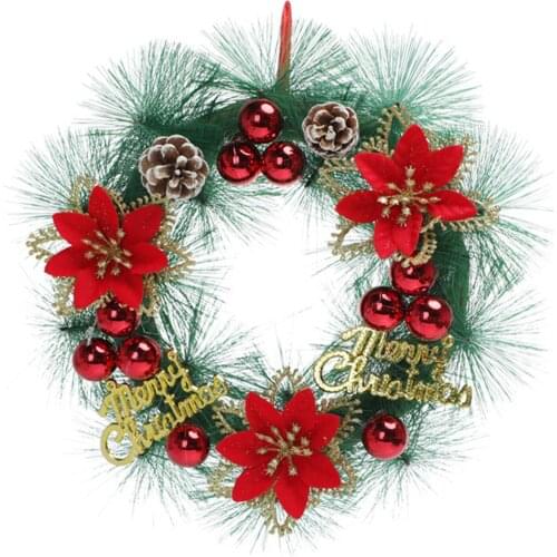30cm Christmas Wreath Classic Xmas Front Door Decor with Letter & Gift Decor Hanging Home Party Garland for Wall Window WWO